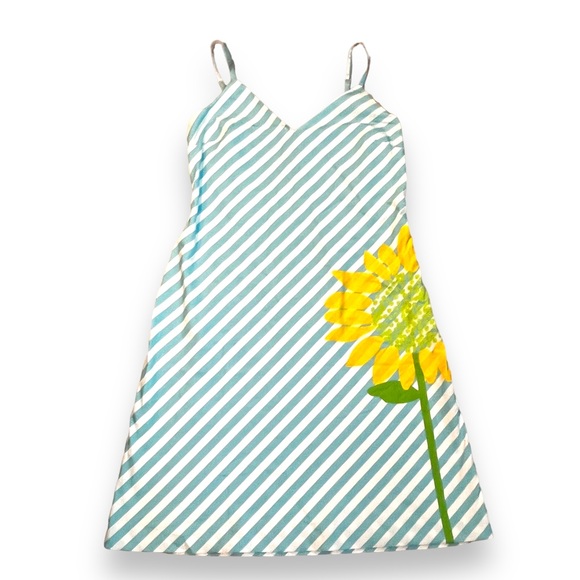 Lilly Pulitzer Dresses & Skirts - Vintage Lilly Pulitzer White Label Sundress Striped Sunflower Size 14 Blue White